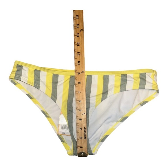 Kona Sol Yellow/Green Striped Hipster Bikini Bottom, Medium - Picture 5 of 5